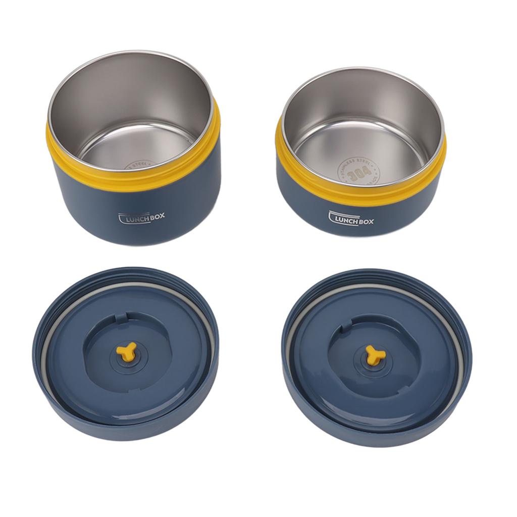 Bento Lunch Box Round with Lid Bag Leakage Proof Stainless Steel Safe Large Capacity Easy Clean