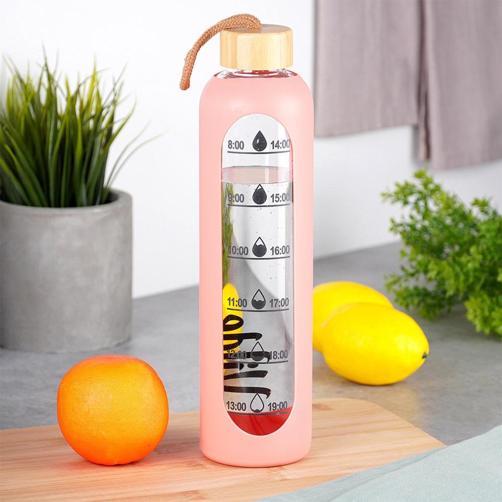 Motivational Bottle For Water Drinks Glass Silicone Large Sport Bottle 1L