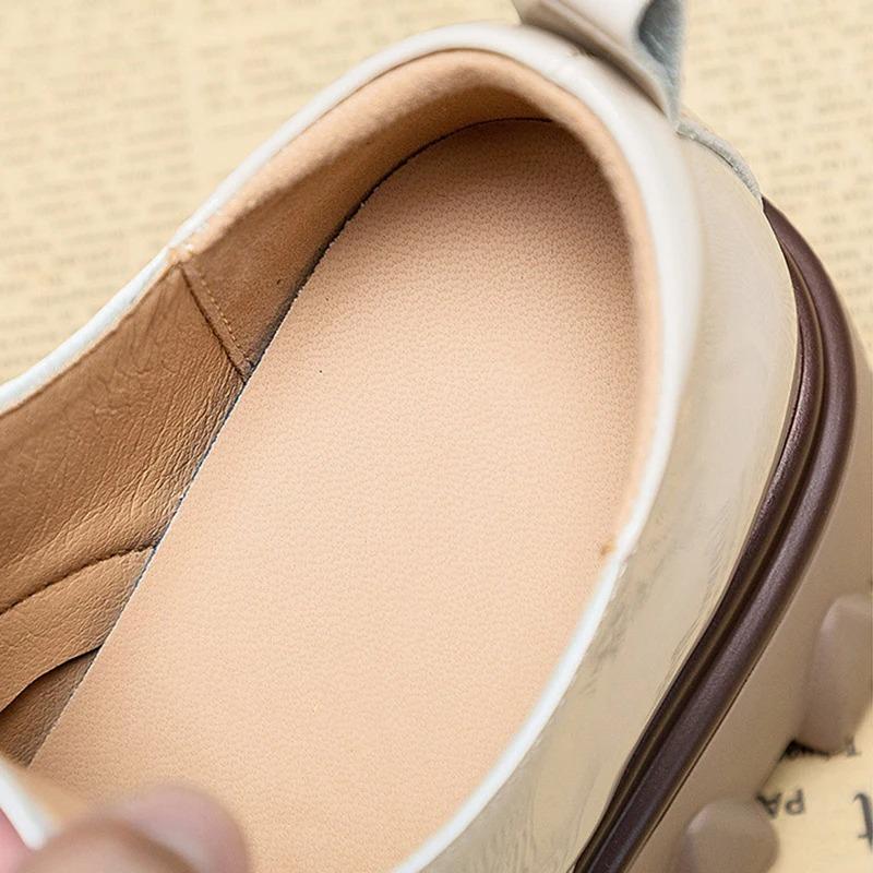 Туфли-лодочки на толстой платформе в британском стиле, повседневные женские осенние туфли на шнуровке, на толстом каблуке, женские туфли из лакированной кожи с круглым носком