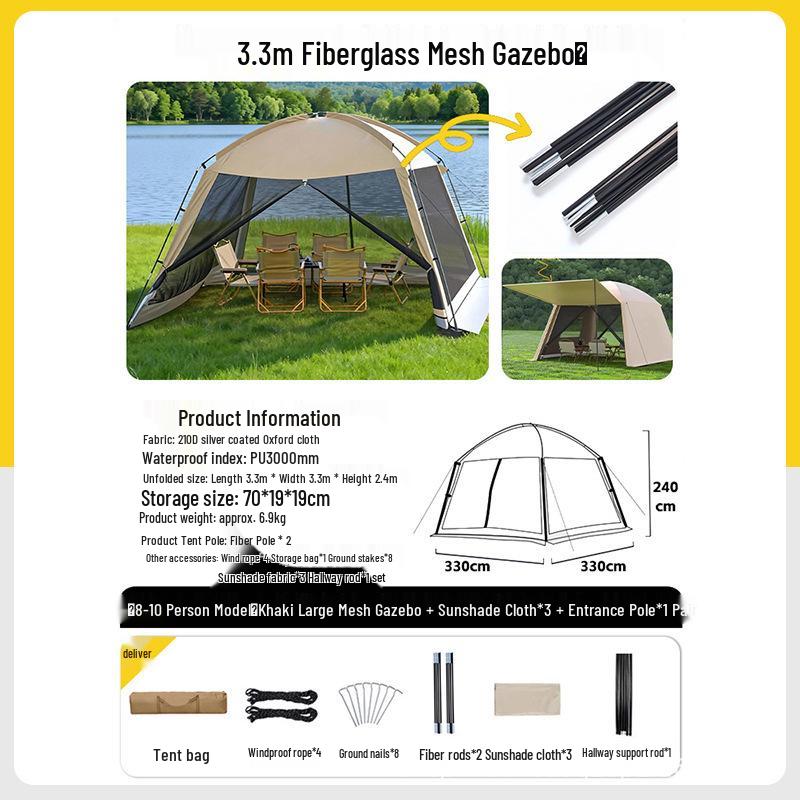 Outdoor Mosquito Net Tent: Sunshade & Rainproof Pavilion for Camping & Courtyard Protection.