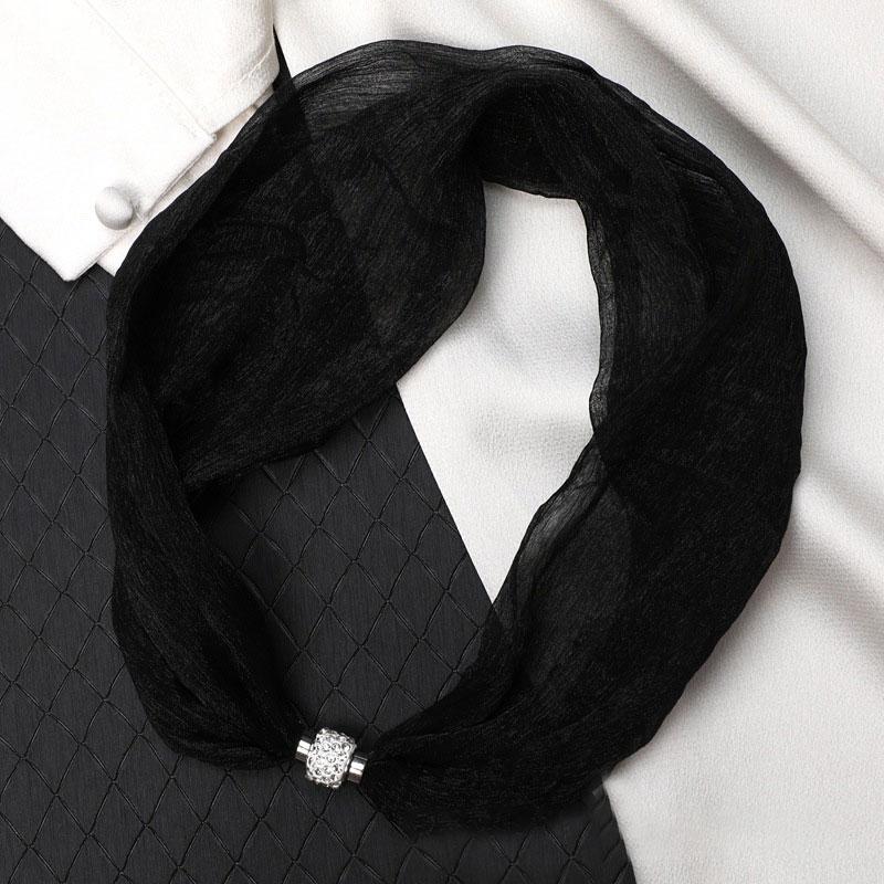 1 шт. Магнитная застежка Текстура Однотонный Универсальный шарф Модные тканевые аксессуары Тонкая версия Шифоновая пряжа