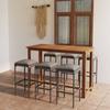 Day and Night - Day and Night 7-piece Garden Bar Set and Gray Synthetic Rattan Cushions