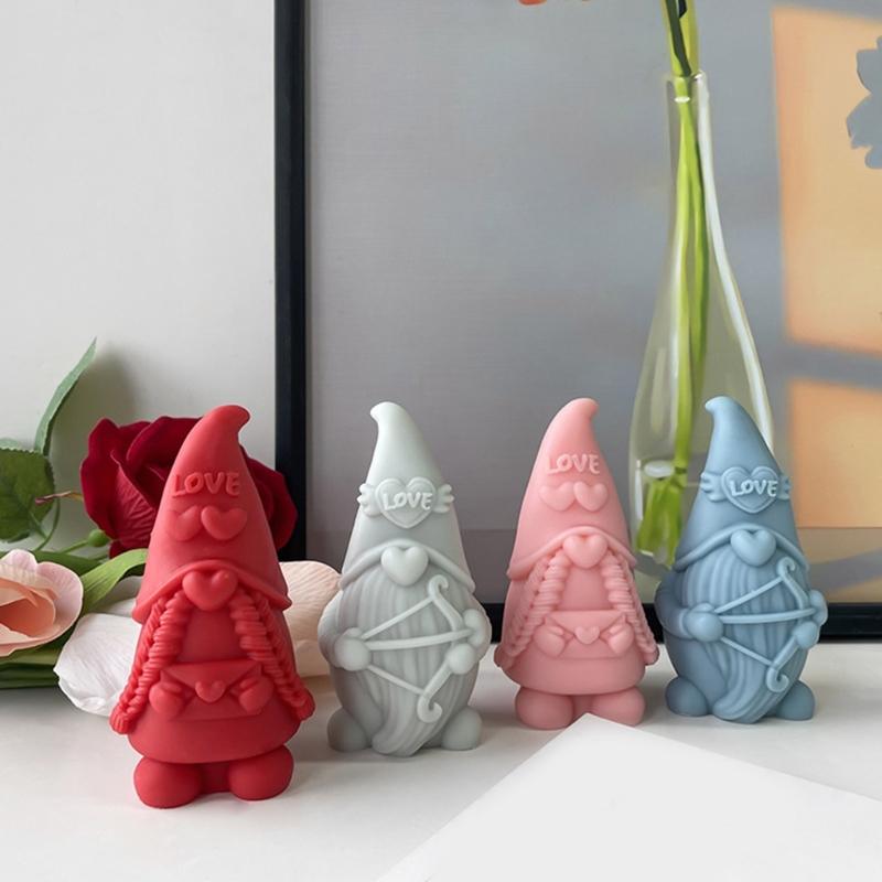 Форма силиконовая Гном Сердце Любви DIY Формы из эпоксидной смолы Украшение для стола Форма Инструмент для изготовления ароматических свечей и гипса Легко чистить