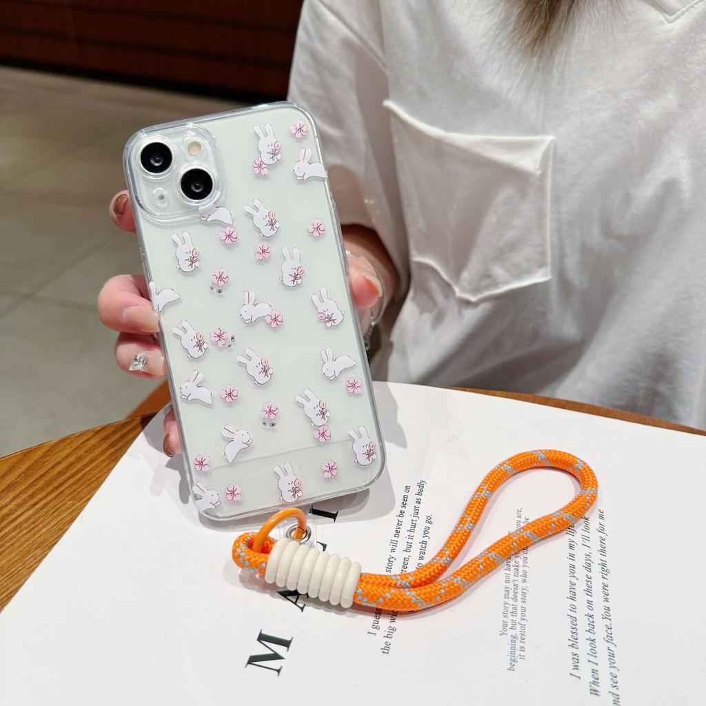 Чехол с изображением кролика и цветка для Apple iPhone 11/12/13/14/15