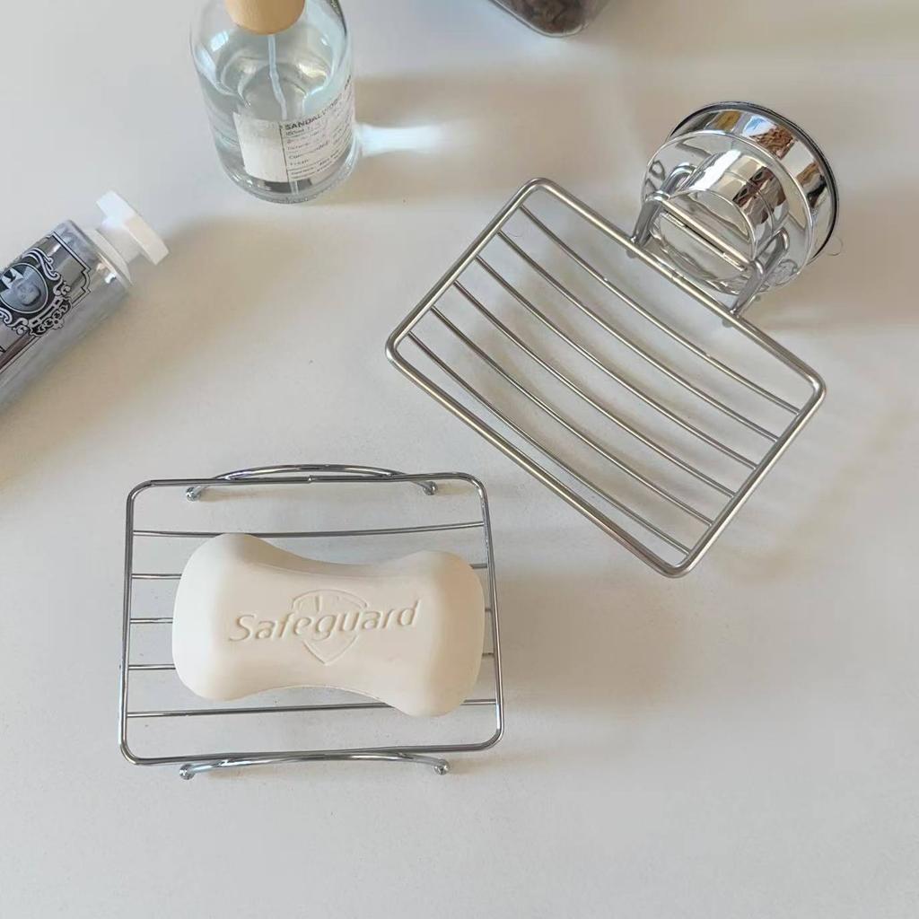 Мыльница на присоске, без сверления, настенная, дренажная полка, держатель для мыла в ванной комнате, органайзер из нержавеющей стали с решеткой для дома, ванной комнаты