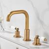 Tuqiu Antique Bronze Bathroom Faucet Brass Basin Faucet Brass Sink Faucet 3 Hole Double Handle Hot & Cold Wash Faucet Water Tap