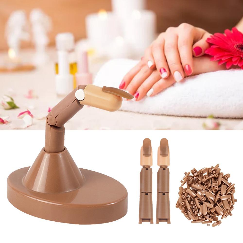 3pcs Brown Base Adjustable Nail Practice Fingers Nail Art Training