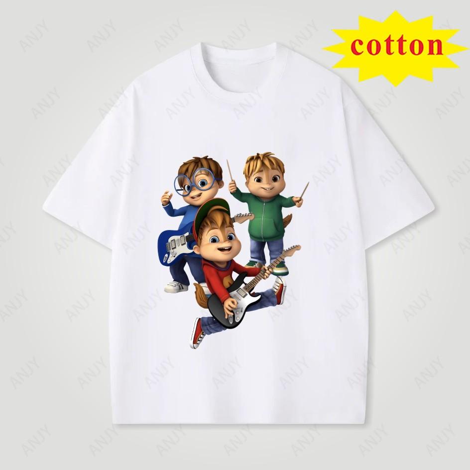 Alvin And The Chipmunks Printed Tshirt Summer Cotton Loose Unisexs And Unisexs Comfortable Short Sleeve Shirt