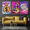Bitcoin Poster and Print Graffiti Street Art Canvas Painting Pop Wall Art Money Bag Picture For Living Room Home Decor Frameless