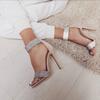 Ankle Strap Women Sandals Summer  Fashion Rhinestones Thin High Heels Gladiator Sandal Narrow Band Party Dress Pump Shoes
