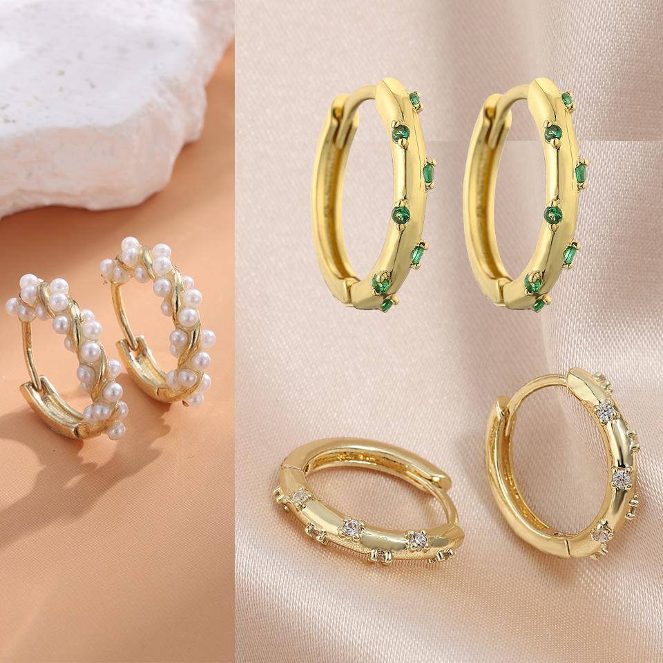 ZAKOL 3 Pairs Simple Fashion Imitation Zircon Zirconia Hoop Earrings for Women Girls Minimalist Huggie Circle Earring Zircon