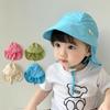 Summer Quick Drying Bucket Hat for Baby Outdoor Neck Protection Sun Hats Toddler Solid Color Big-brim Kids Fisherman Caps