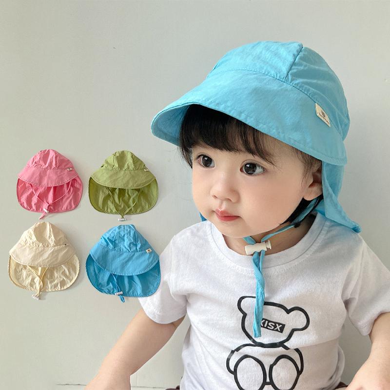 Summer Quick Drying Bucket Hat for Baby Outdoor Neck Protection Sun Hats Toddler Solid Color Big-brim Kids Fisherman Caps