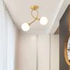Современный стеклянный потолочный светильник Минималистичная черно-золотая потолочная лампа Внутреннее освещение Коридор Проход Балкон Прихожая Гардеробная Светильники
