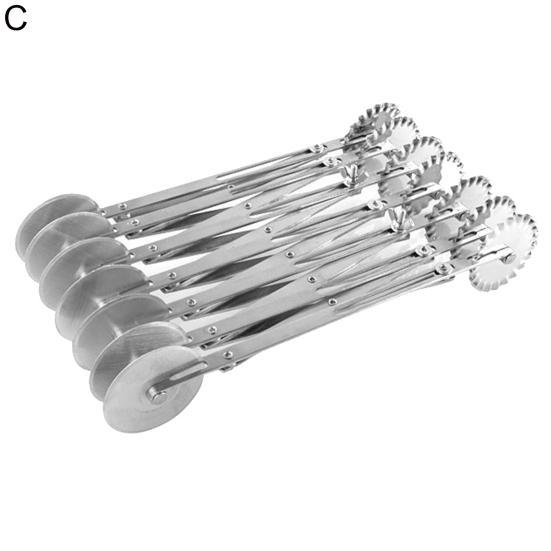 Pizza Hob Stretchable Non-rusting 2 Heads 37748 Wheels Stainless Steel Pastry Cutting