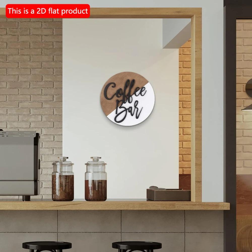 1pc 2d Flat Wood Coffee Signs Decor for Coffee Bar Wood Farmhouse Wall Sign - 20cm Decor for Kitchen Home Office Cafe Coffee Station Housewarming Gift