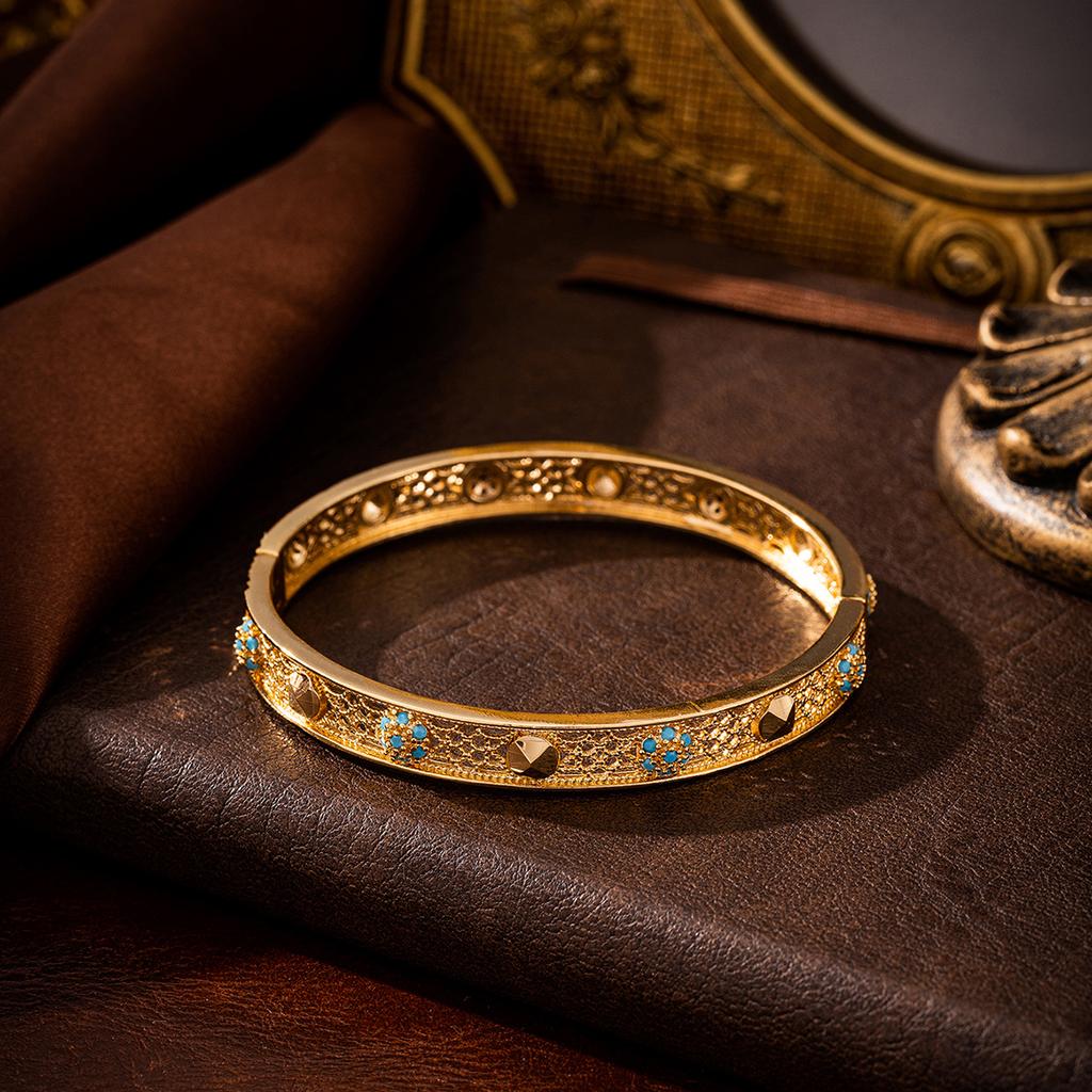 Антикварный золотой филигранный браслет для женщин, традиционная ближневосточная застежка, свадебный браслет ручной работы