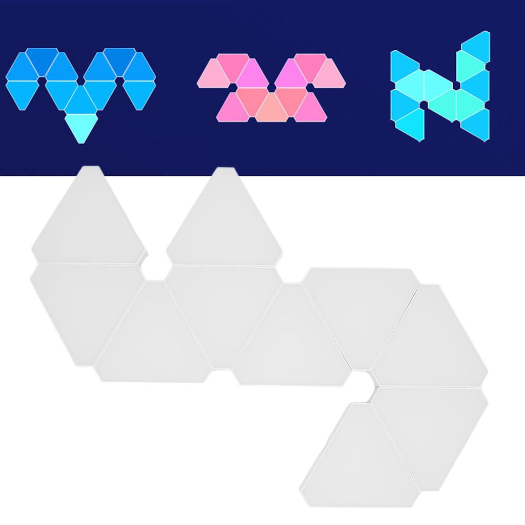 10 комплектов светодиодных панелей RGB с треугольным соединением, декоративная лампа, синхронизация музыки через приложение BT и пульт дистанционного управления C