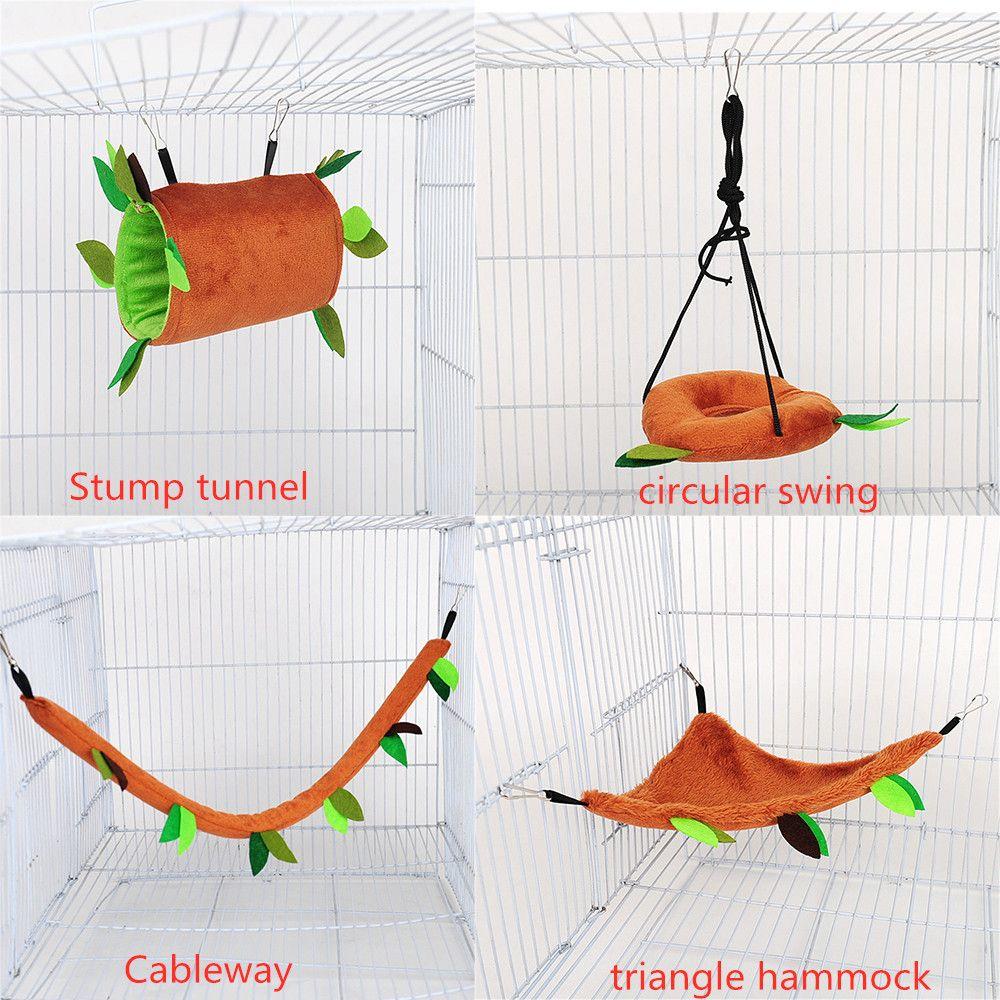 Туннель в джунглях и качели, гамак для мелких животных, хомяка, подвесная теплая клетка-кровать, гнездо, аксессуары
