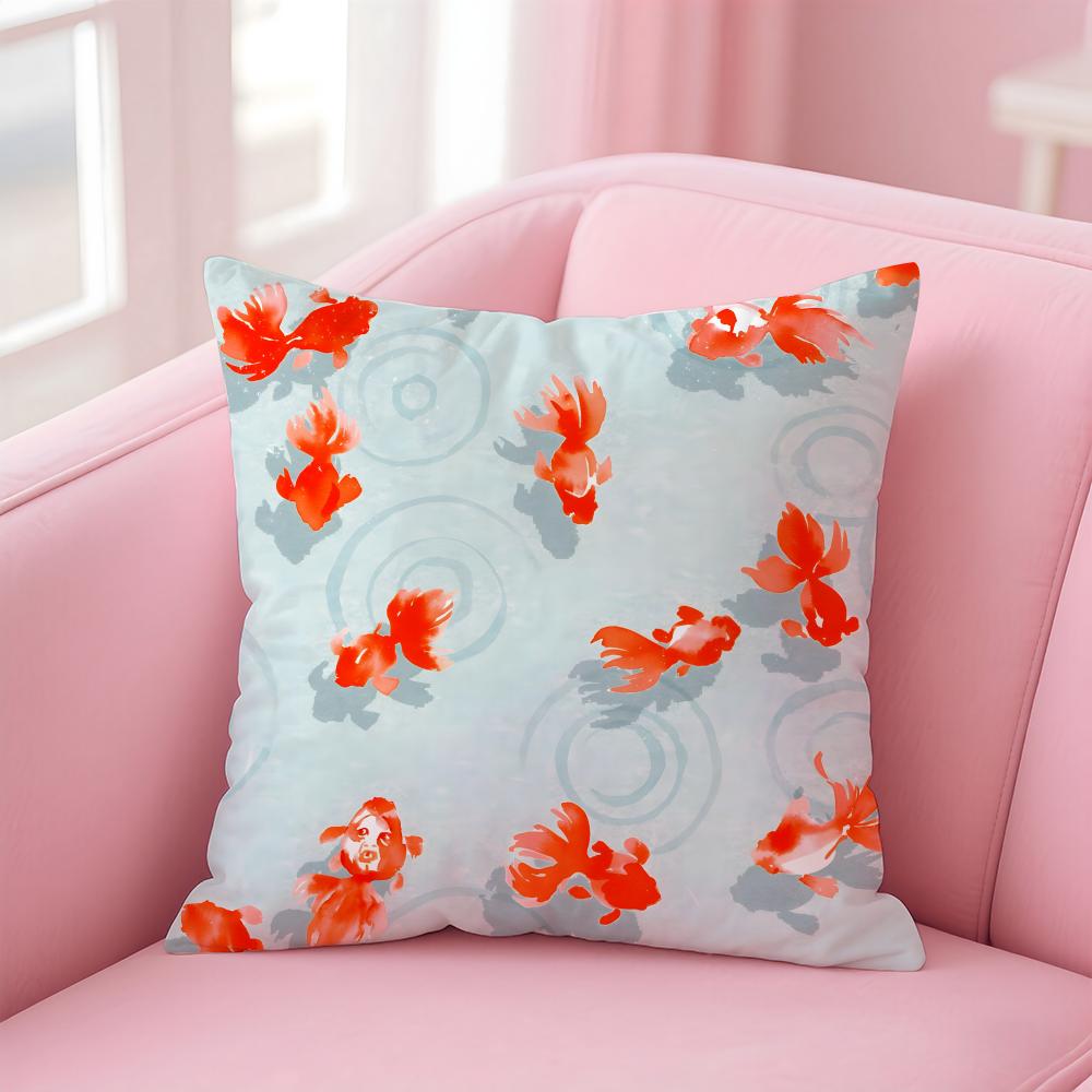 Cute and Childlike fishes Cushion Cover Pillow Case Soft Skin Friendly Fabric Concealed Zipper