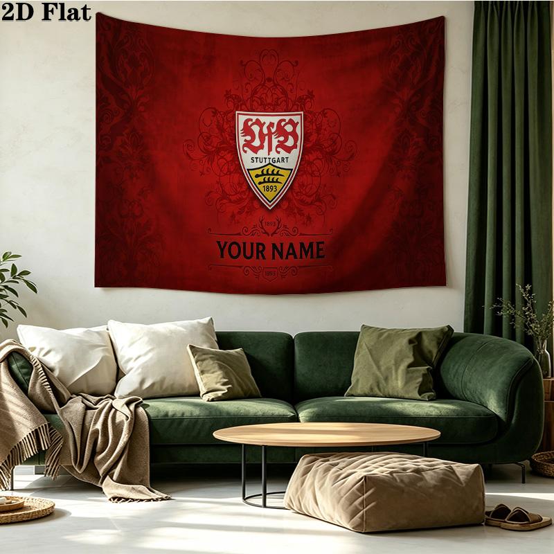 Custom Name VfB Stuttgart Printed Tapestry – Wall Hanging for Bedrooms, Dorms, and Home Decor