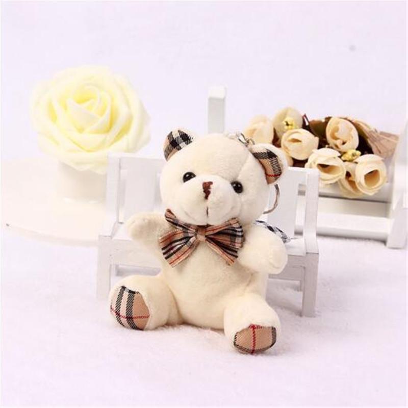 1 шт. клетчатый галстук-бабочка плюшевый сидящий медведь игрушки маленький кулон мультяшный букет кукла свадебный подарок мягкая игрушка 8 см