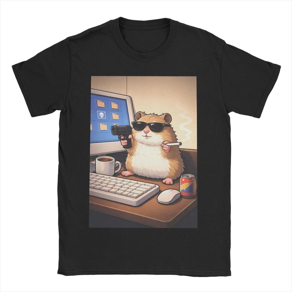 Three Hamster Moon TShirt for Unisex WoUnisex Vintage Pure Cotton Tee Shirt Round Neck Short Sleeve T Shirt Classic Tops