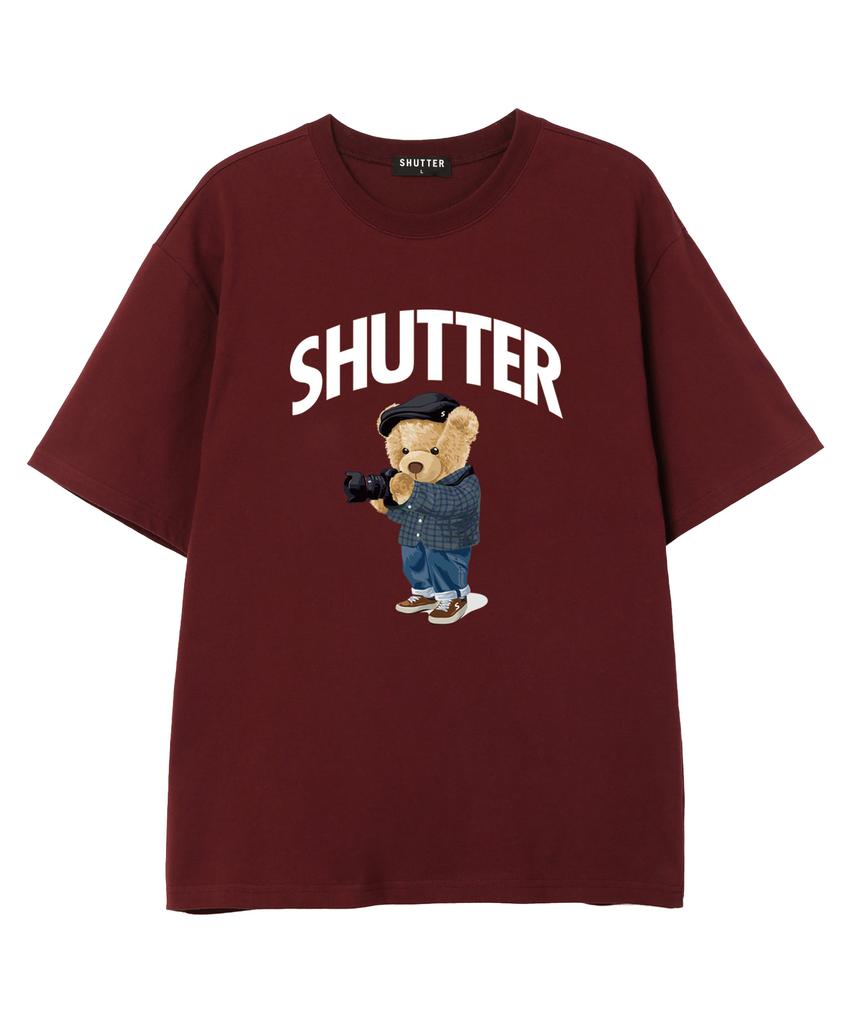SHIRTER Футболка с коротким рукавом Медведь (Ss035) Бургундия (Тип B)
