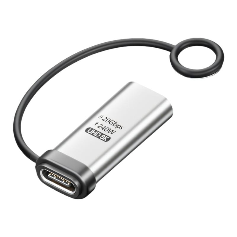 USB C Соединитель Мама-Мама, Реверсивный Металлический Тип C Разветвитель для Удлинения Кабеля на Столе, У Кровати и в Поездках