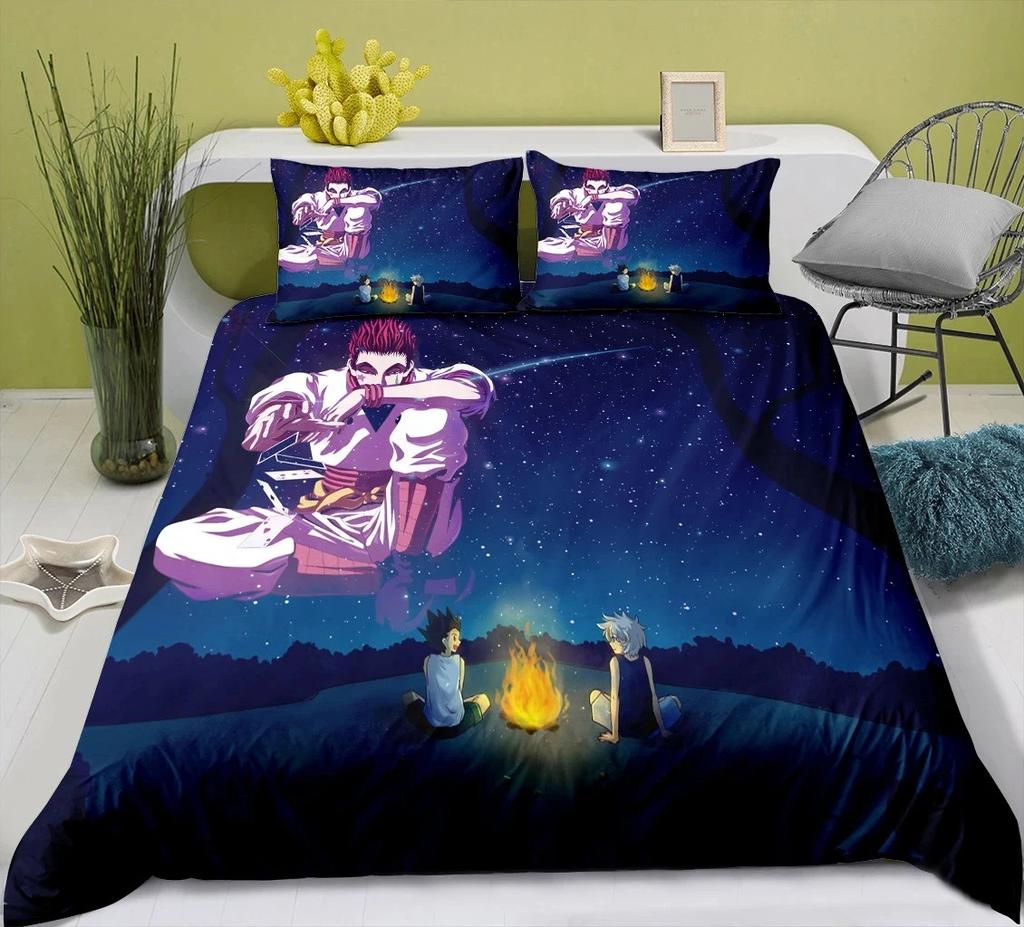2026 New Anime Hunter X Hunter Bedding Set, Includes Large and King Size Bedding, Perfect Holiday Gift