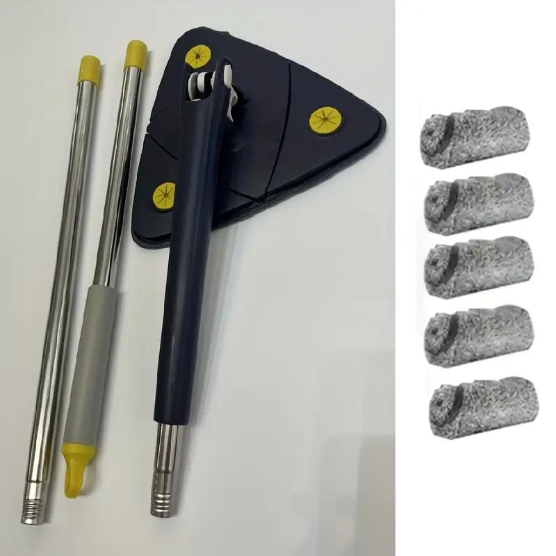 Регулируемый набор треугольных швабр, вращение на 360 градусов, подходит для различных видов домашней уборки и может использоваться на стенах и стеклянных поверхностях.