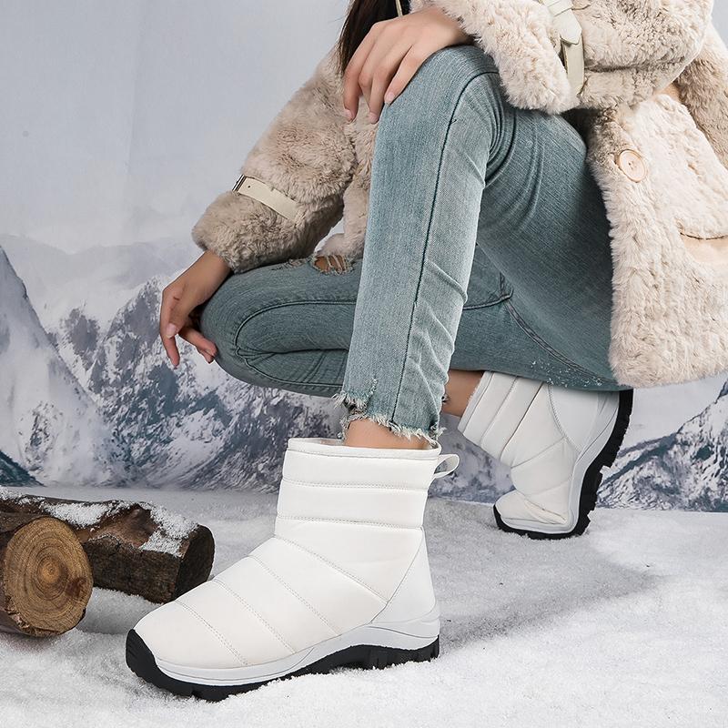 Новые зимние водонепроницаемые уличные ботинки на платформе из утолщенного хлопка, элегантные ботинки и ботильоны для женщин, модная повседневная обувь 2024 года