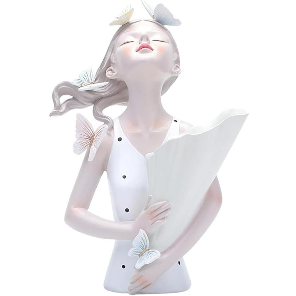 Luxury Vases Decor Resin Statue Sculpture Home Wedding Flower Figurines Interior Desktop Ornaments Living Room Butterfly Girl