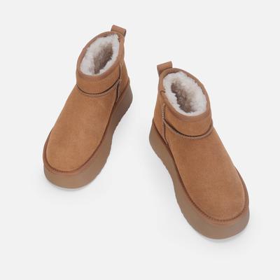 Женские зимние ботинки из коровьей кожи, осенне-зимние кожаные ботильоны на толстой подошве, теплые и морозостойкие, обувь на одной педали для пар, обувь из хлопка