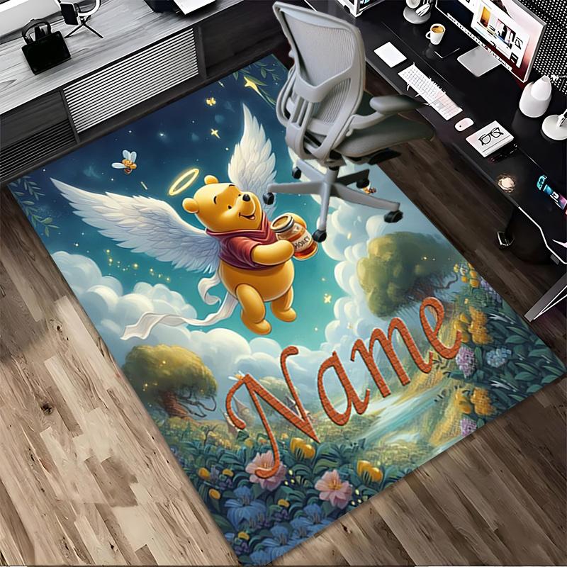 Personalized Name Winnie Pooh Living Room Non-Slip Area Rug Soft Carpet for Bedroom Kids Playroom Sofa Office Home Decor Doormat