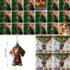2D Christmas Tree Pendant Cute Dog Car Hanging Interior Christmas Ornaments  Home