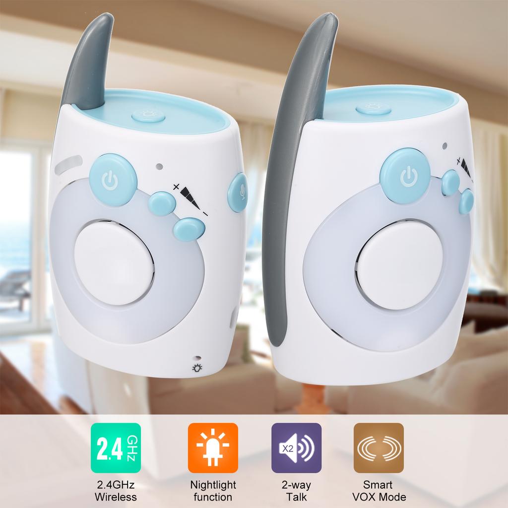 Portable 2.4GHz Wireless Digital Audio Baby Monitor Two Way Talk Crystal Clear Baby Cry Detector