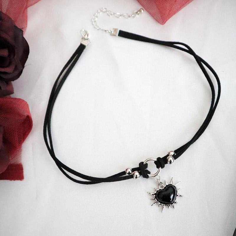Ожерелье-чокер с подвеской в виде колокольчика-сердца для женщин, бусины на шею и ключицы, ожерелье Ct, женские ювелирные аксессуары, подарок для девушки, кружево, готика
