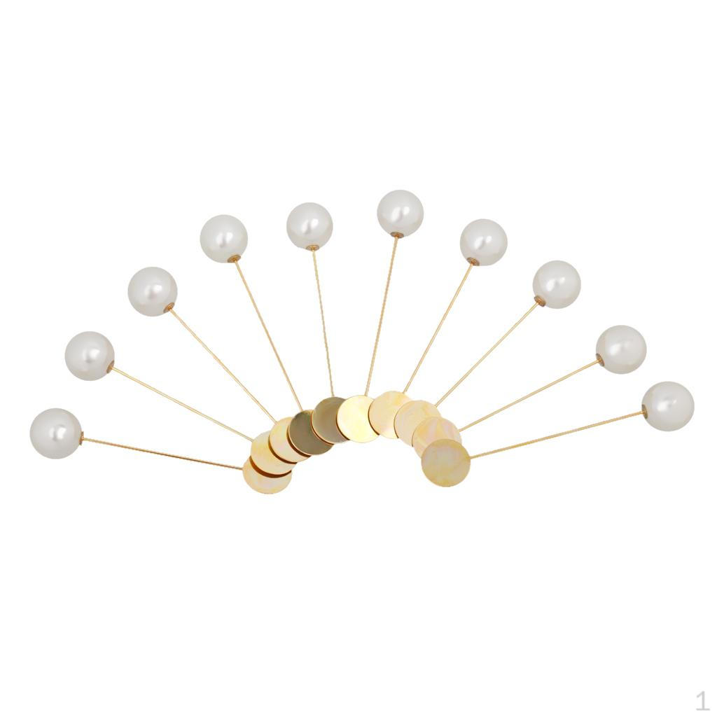 Pack of 10 Pearl Brooch Pin Collar Suit Stick Breastpin Lapel - Gold