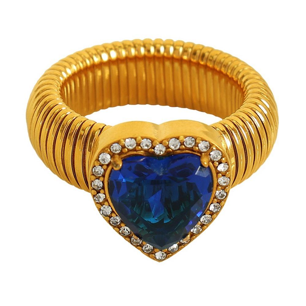 Thick Zircon Heart Ring Vintage Thick Finger Ring Elegant Women's Jewelry Ladies