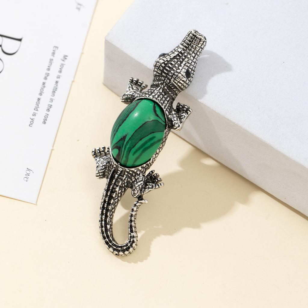 Брошь из натурального камня в форме ракушки, брошь в форме крокодила для элегантного официального пальто, ювелирный аксессуар 68x22 мм