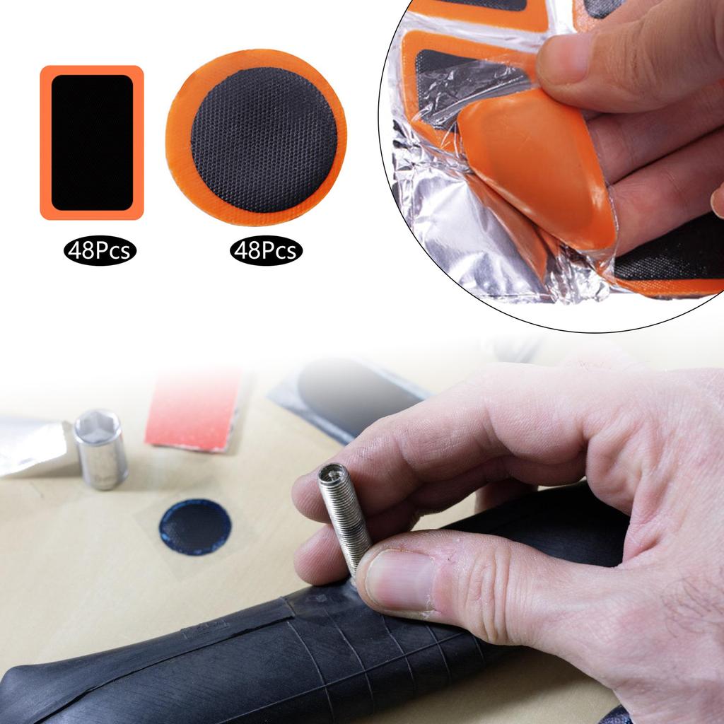 Pack Of 48 Tire Patches Cold Repair Tool Emergency Tire Fix Waterproof Tire Patches Simple To Use for Motorbikes & Bikes