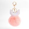 Bulldog Pom Pom Keyring (Pink) Bag Decoration Perky Ring