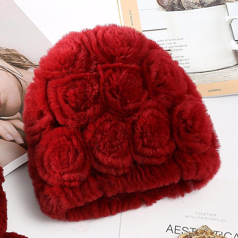 Шапка из меха кролика Рекс женская, осень-зима, среднего возраста и пожилая, утолщенная, теплая, модная, для бабушки, старой леди, свекрови, меховая шапка