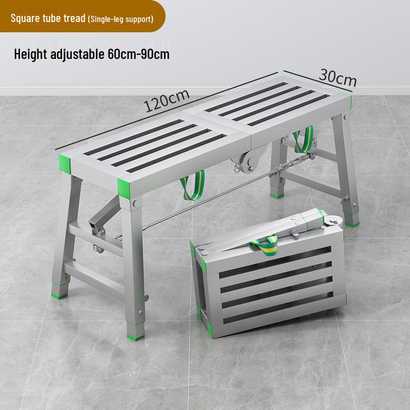 Folding Heightened Trestle Ladder and Putty Scraper for Construction