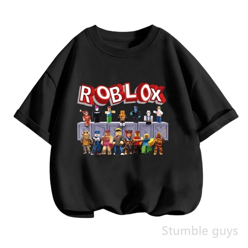 Летняя повседневная футболка Roblox для детей, мальчиков, девочек, с мультяшным принтом