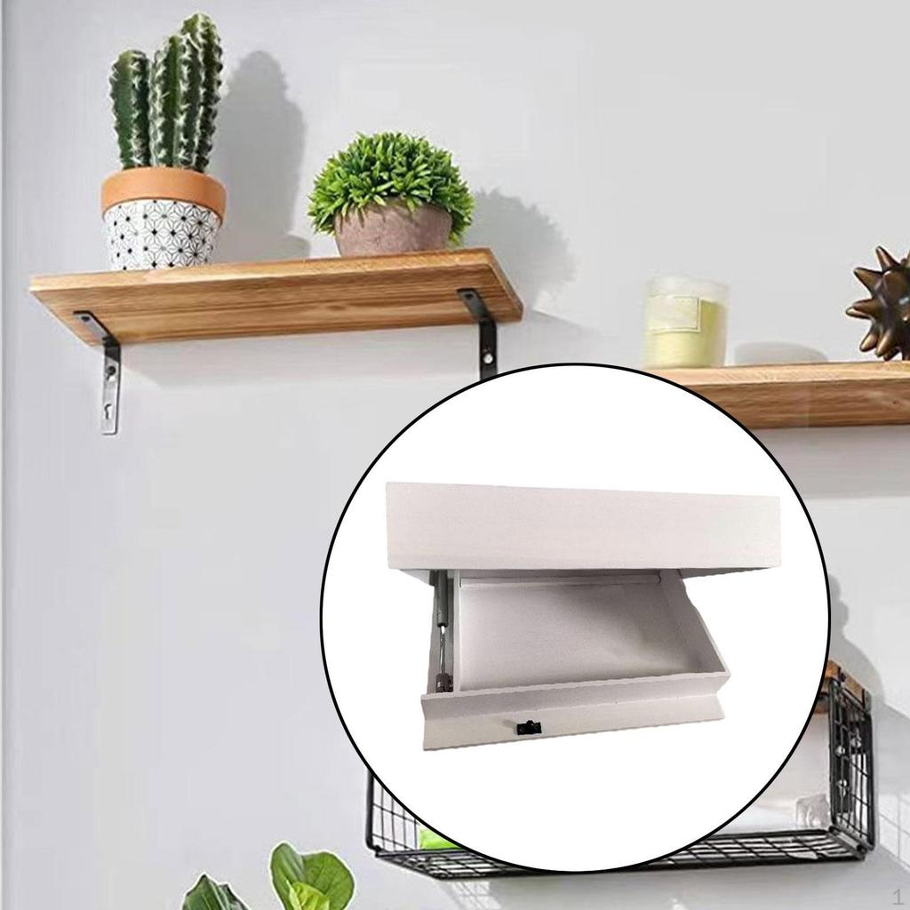 Floating Shelf Holder with Compartment Decorative Wall Mount Drawer Storage Rack for Small Space