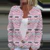Women's Fashion Christmas Printed Long Sleeve Knitted Cardigan Button Down Jacket