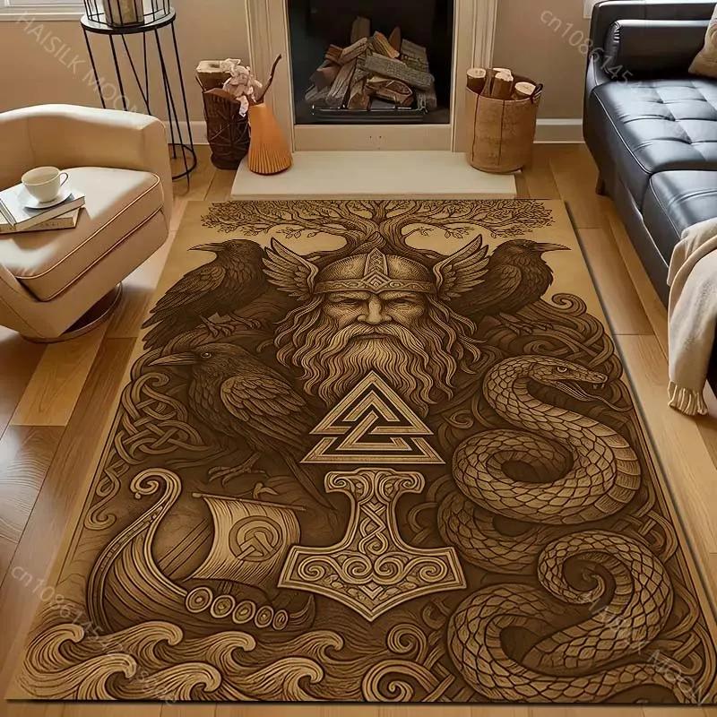 3D Retro Viking Print Carpet for Bedroom Living Room Bedside Sofa Floor Mat Modern Home Decor Area Rug Multi Size Fast Arrive