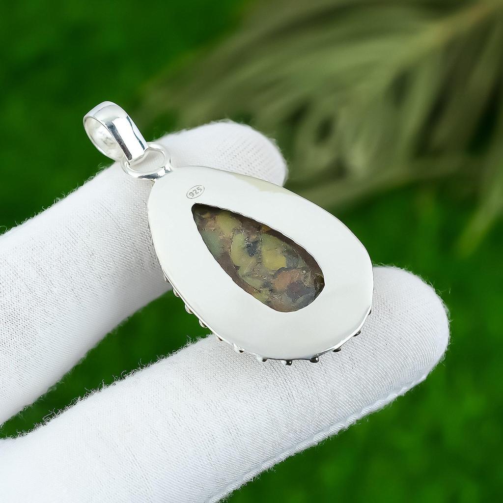 Натуральный Фруктовый Яшма Драгоценный Камень Ювелирное Изделие 925 Стерлинговое Серебро Подвеска Для Девочек